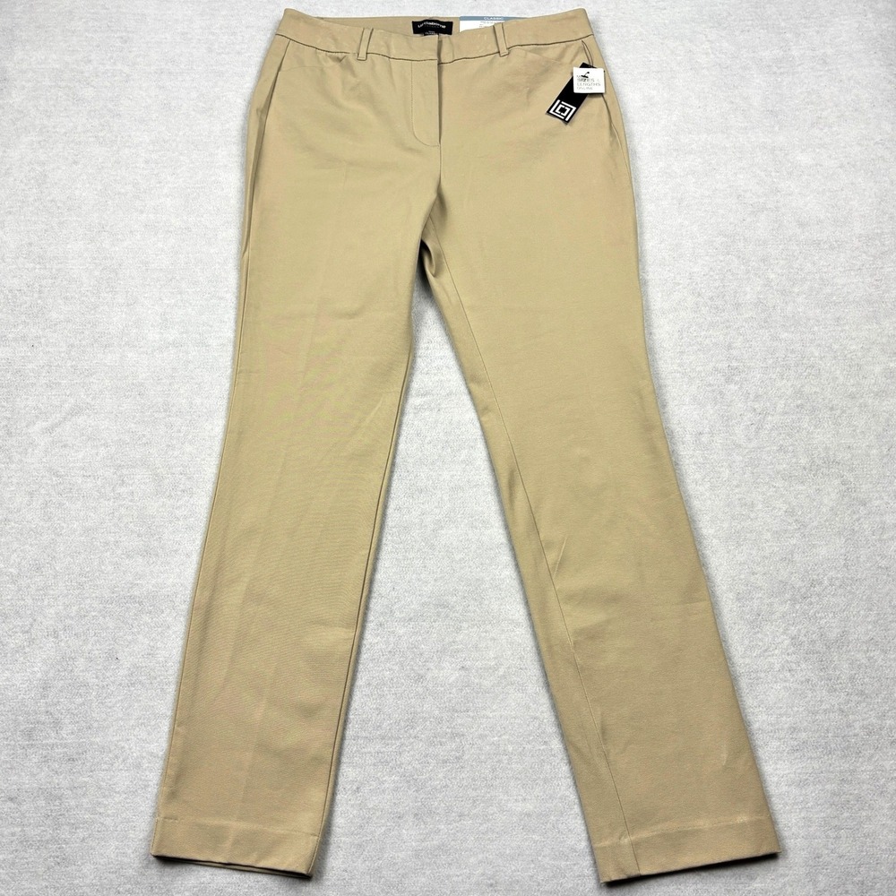 NWT Liz Claiborne Pants Womens 8 Tan Khaki Emma Classic Slim Leg Bi Stretch Pant